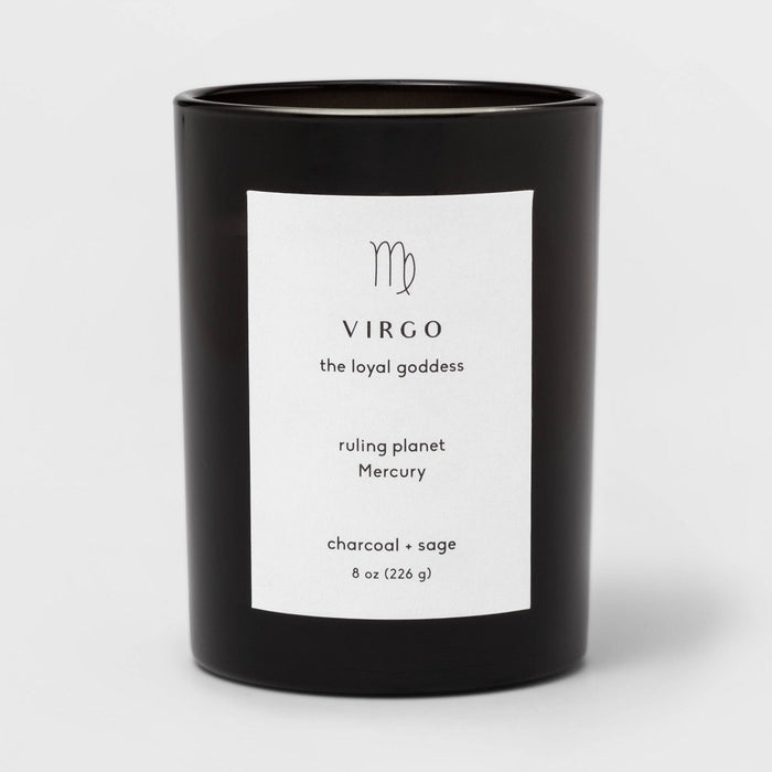 8oz Glass Jar Zodiac Virgo Candle Black - Project 62™