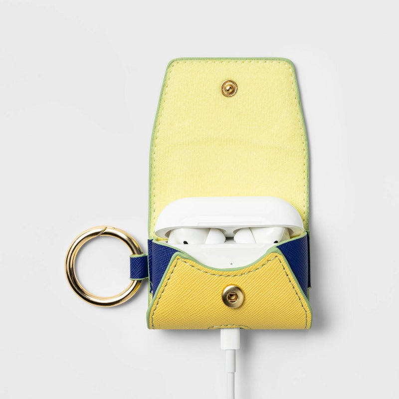 heyday™ Apple AirPods Pro Leather Case with Clip - Green/Yellow/Blue