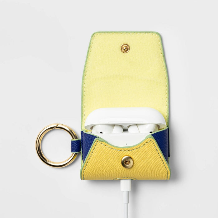 heyday™ Apple AirPods Pro Leather Case with Clip - Green/Yellow/Blue