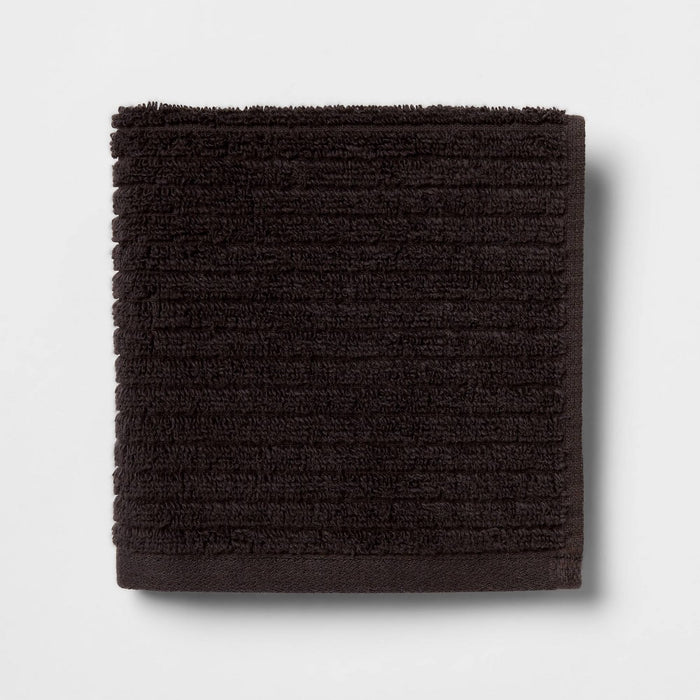 4pk Quick Dry Ribbed Hand/Wash Towel Set Washed Black - Threshold™