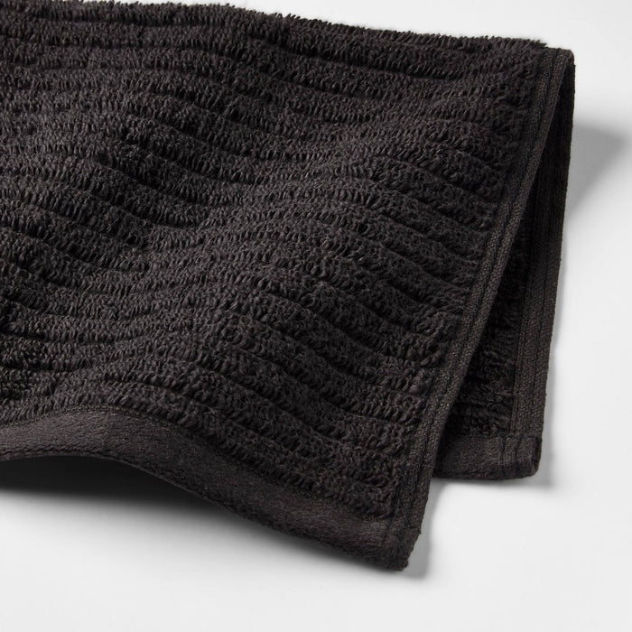 4pk Quick Dry Ribbed Hand/Wash Towel Set Washed Black - Threshold™