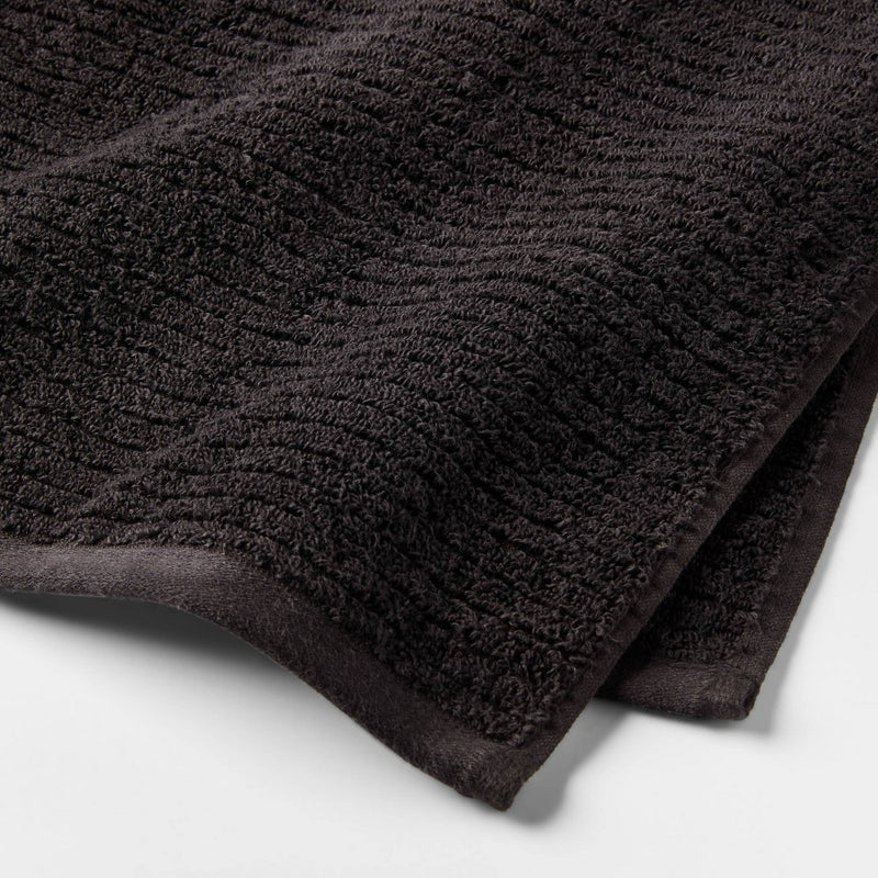 4pk Quick Dry Ribbed Hand/Wash Towel Set Washed Black - Threshold™