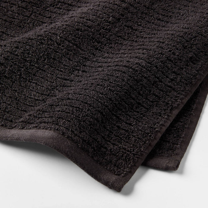 4pk Quick Dry Ribbed Hand/Wash Towel Set Washed Black - Threshold™