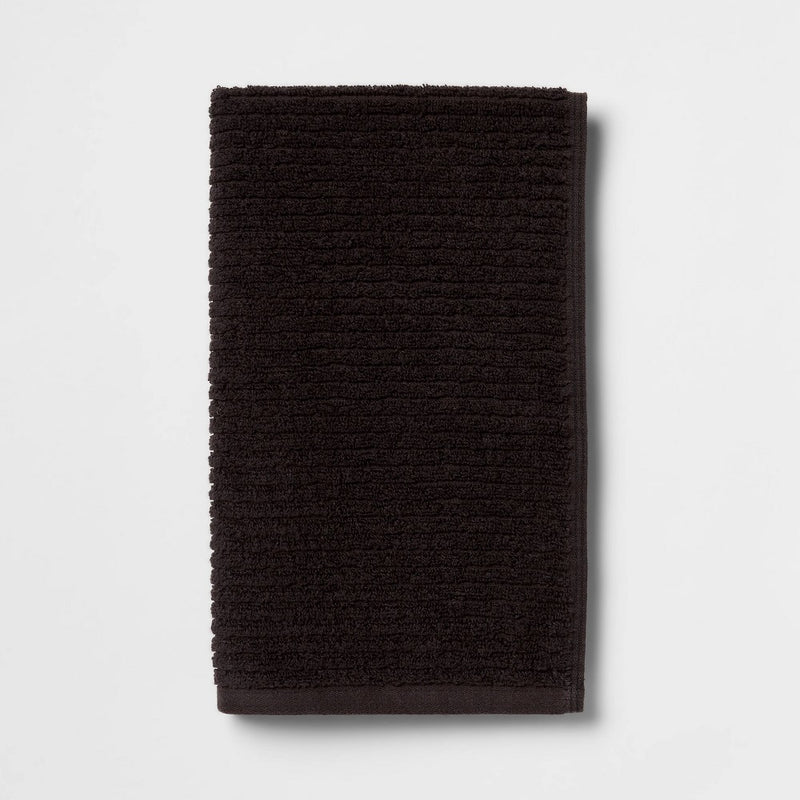 4pk Quick Dry Ribbed Hand/Wash Towel Set Washed Black - Threshold™