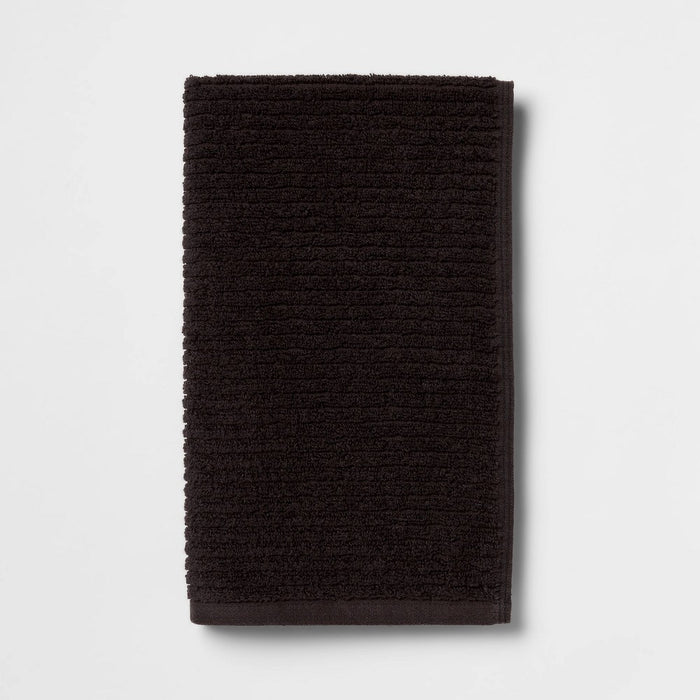 4pk Quick Dry Ribbed Hand/Wash Towel Set Washed Black - Threshold™