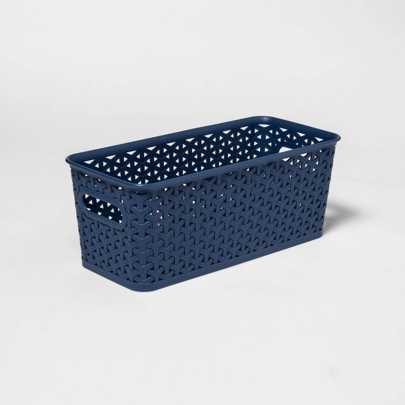 Y-Weave Half Medium Decorative Storage Basket Blue - Brightroom™