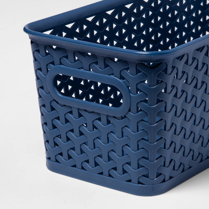 Y-Weave Half Medium Decorative Storage Basket Blue - Brightroom™