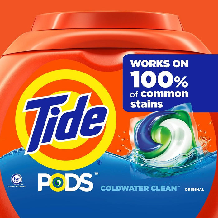 Tide Pods Liquid Laundry Detergent Soap Pacs, HE Compatible, Powerful 3-in-1 Clean in one Step - Original Scent