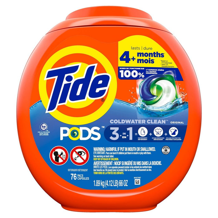 Tide Pods Liquid Laundry Detergent Soap Pacs, HE Compatible, Powerful 3-in-1 Clean in one Step - Original Scent