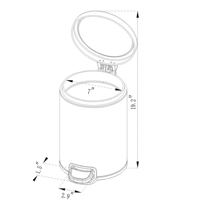 5L Round Step Trash Can White - Brightroom™