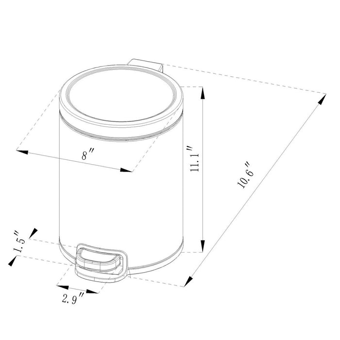 5L Round Step Trash Can White - Brightroom™