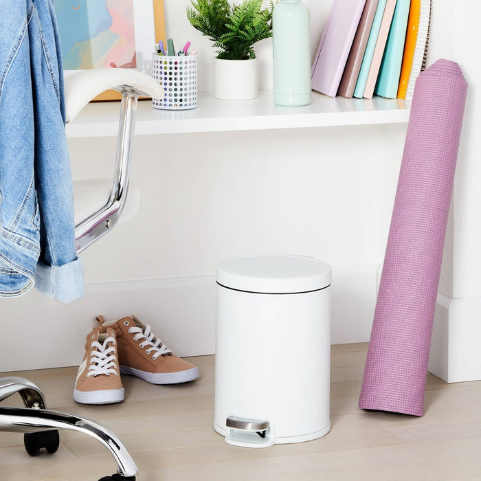 5L Round Step Trash Can White - Brightroom™
