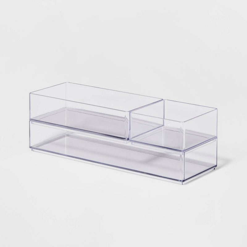 3 Bathroom Plastic Tray Beauty Organizer Set Clear - Brightroom™
