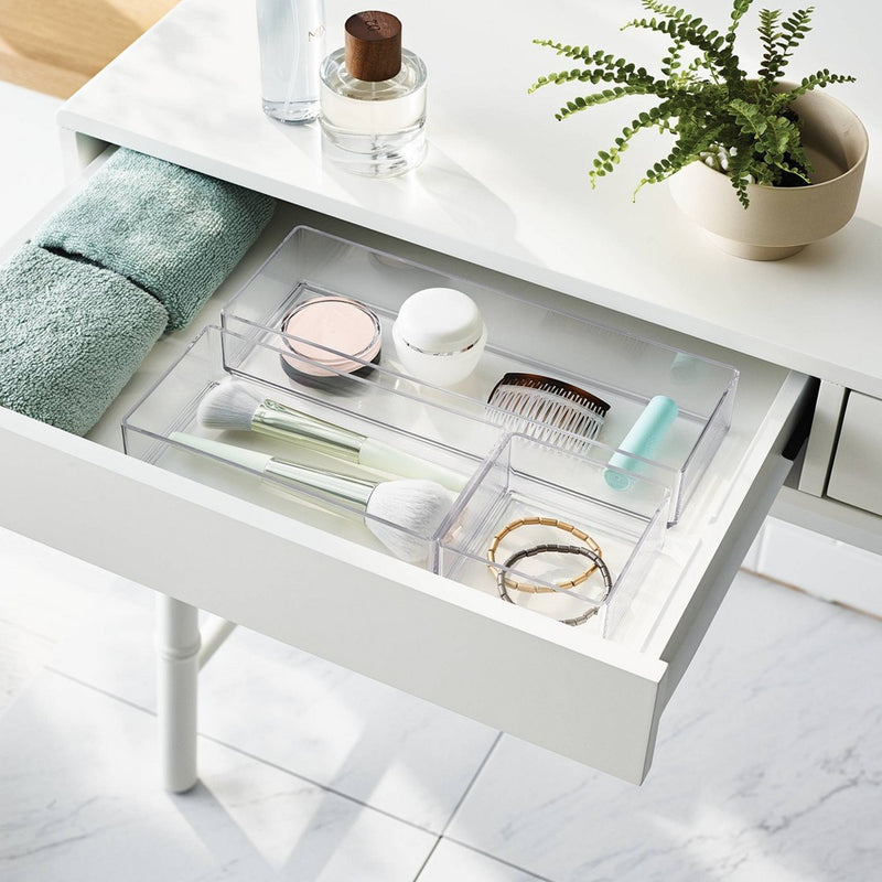 3 Bathroom Plastic Tray Beauty Organizer Set Clear - Brightroom™