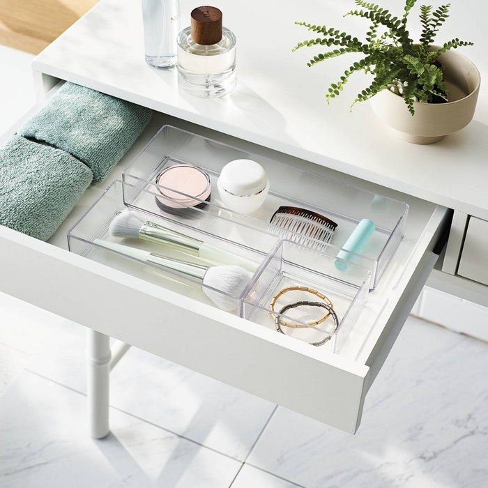 3 Bathroom Plastic Tray Beauty Organizer Set Clear - Brightroom™