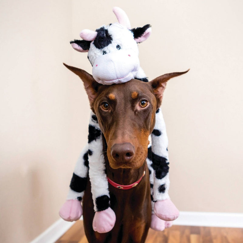 Multipet Swingin' Slevin Cow Dog Toy - White/Black
