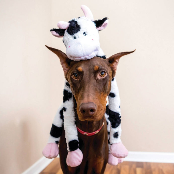 Multipet Swingin' Slevin Cow Dog Toy - White/Black