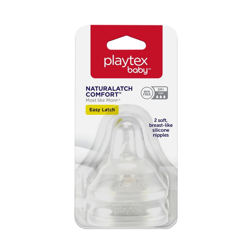 Playtex Baby Naturalatch Silicone Baby Bottle Nipples - Fast Flow - 2pk