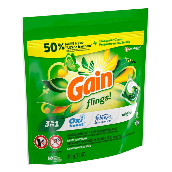 Gain flings! Laundry Detergent Pacs - Original - 11oz/16ct