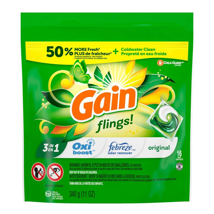 Gain flings! Laundry Detergent Pacs - Original - 11oz/16ct