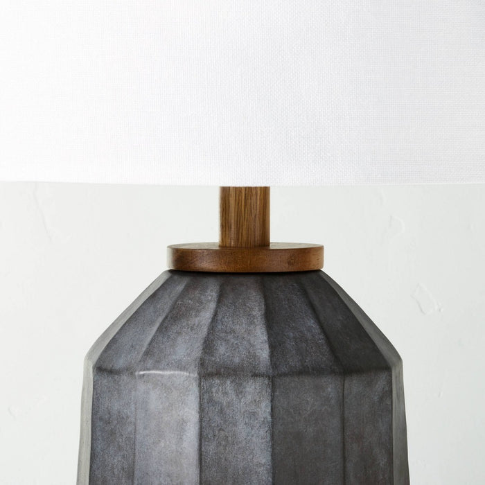 Carved Ceramic Table Lamp Dark Gray (Includes LED Light Bulb) - Hearth & Hand™ with Magnolia