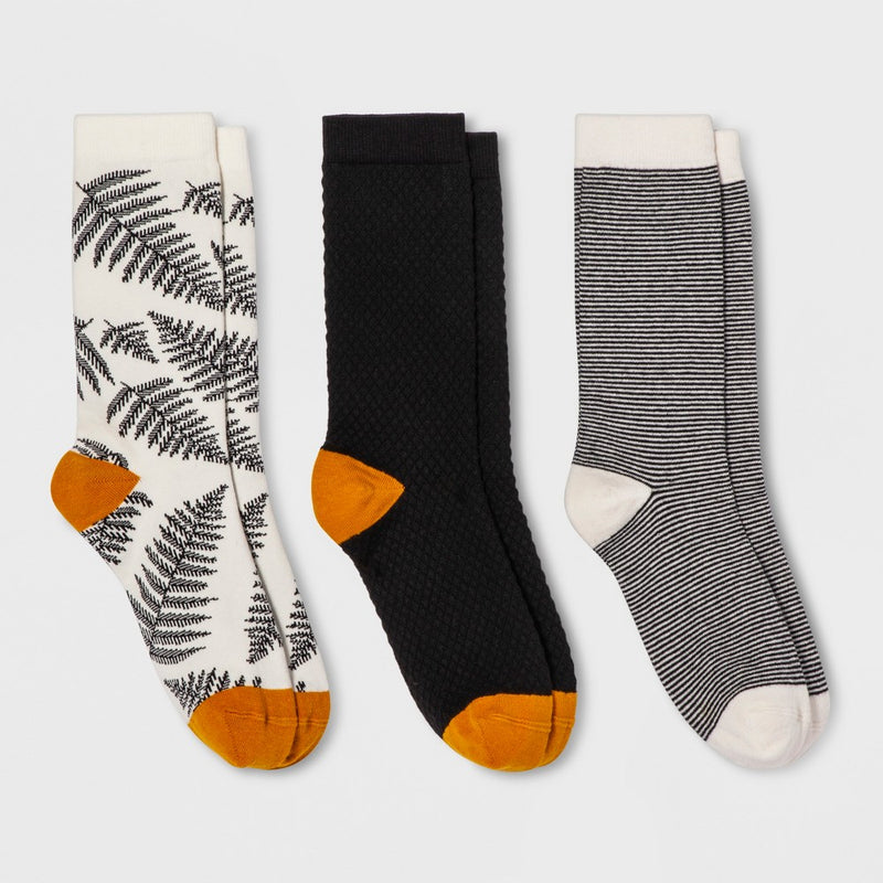 Women's Fern Crew Socks - A New Day Black One Size