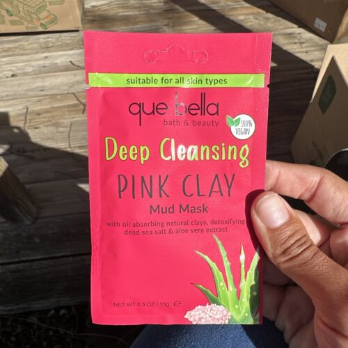 Que Bella Deep Cleansing Pink Clay Mud Mask 1 Pack Bundle 0.35oz