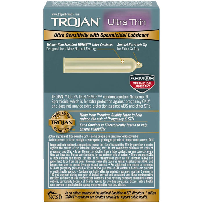 Trojan Sensitivity Ultra Thin Spermicidal Lube Condoms - 12ct