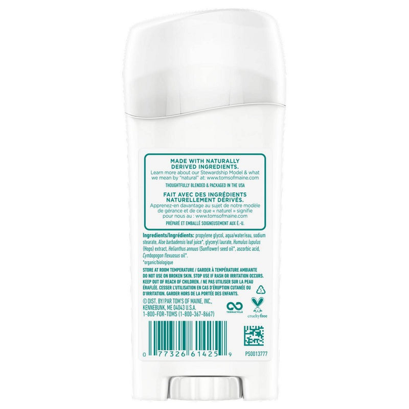 Tom's of Maine Long Lasting Unscented Natural Deodorant Stick - 2.25oz