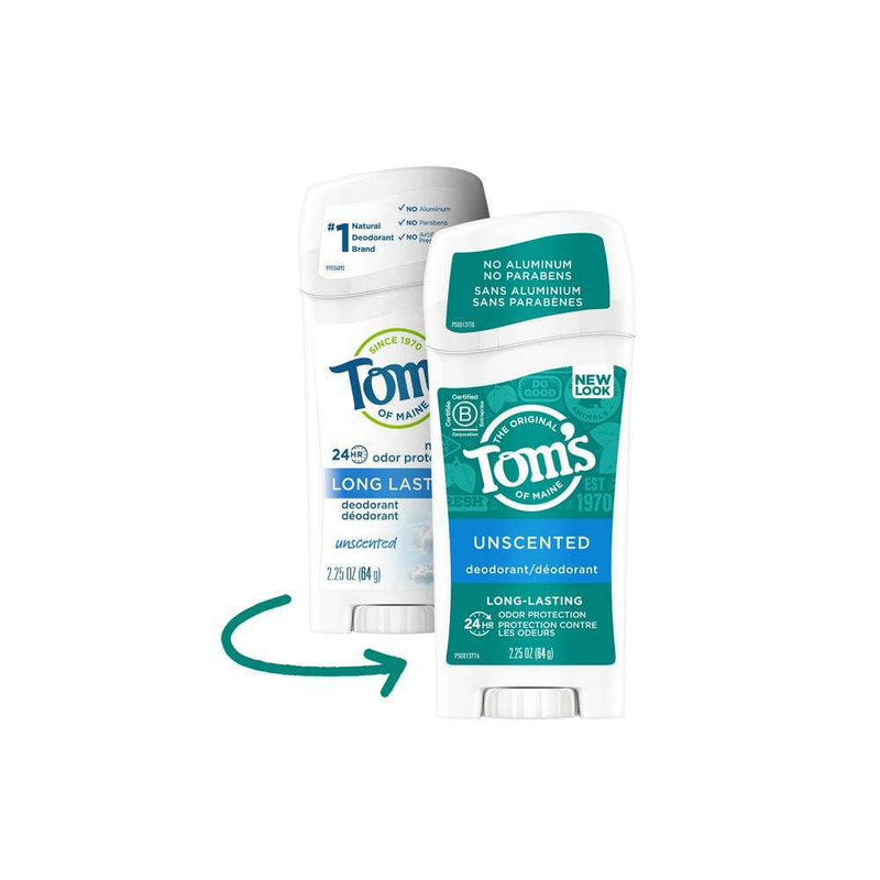 Tom's of Maine Long Lasting Unscented Natural Deodorant Stick - 2.25oz
