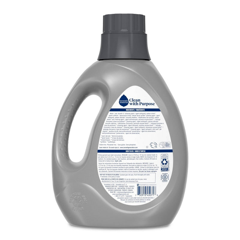 Seventh Generation Power + Liquid Laundry Detergent Soap Unscented - 50 Loads/87.5 fl oz