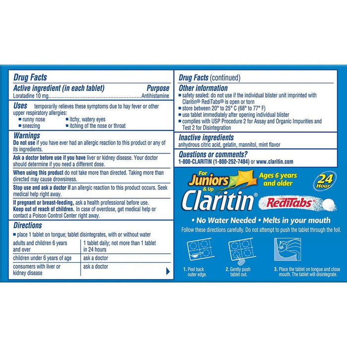 Children's Claritin Loratadine Allergy Relief 24 Hour Non-Drowsy RediTab Dissolving Tablets - 30ct