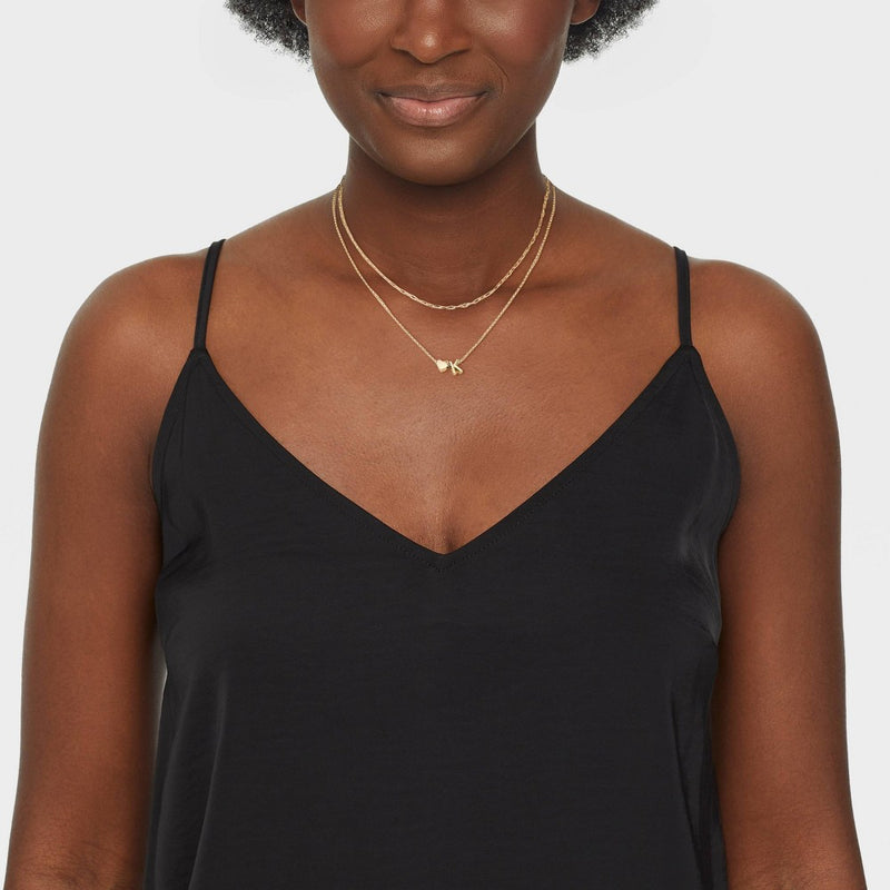 14K Gold Dipped 'K' Initial with Heart Chain Necklace - A New Day™ Gold
