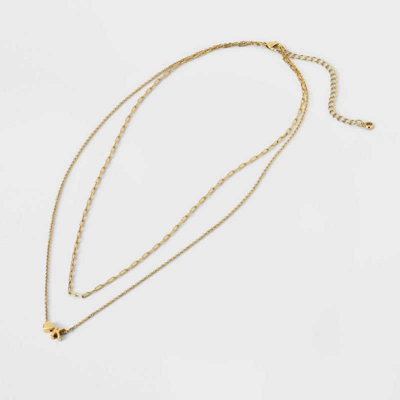 14K Gold Dipped 'K' Initial with Heart Chain Necklace - A New Day™ Gold