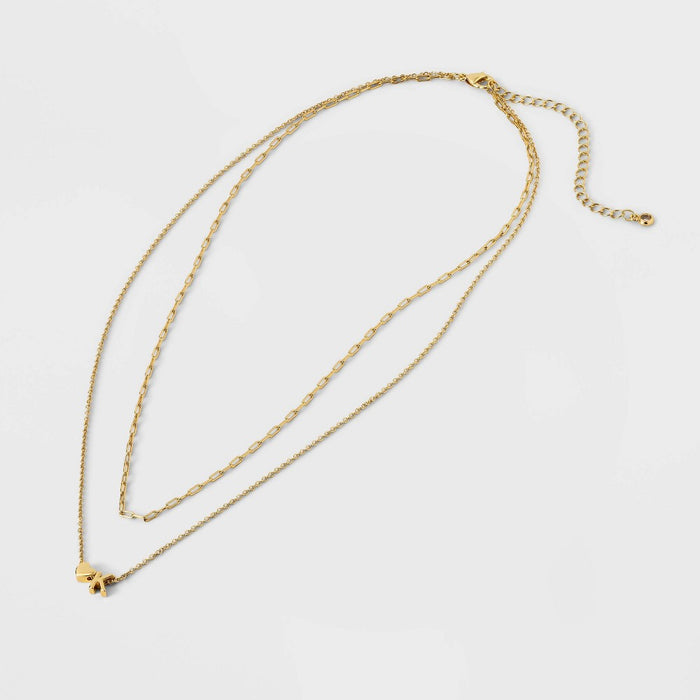 14K Gold Dipped 'K' Initial with Heart Chain Necklace - A New Day™ Gold