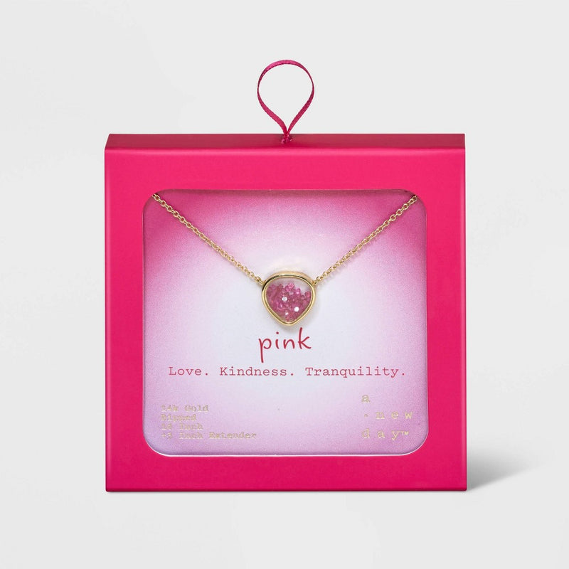 14K Gold Dipped Mini Shaker Pendant Necklace - A New Day™ Pink