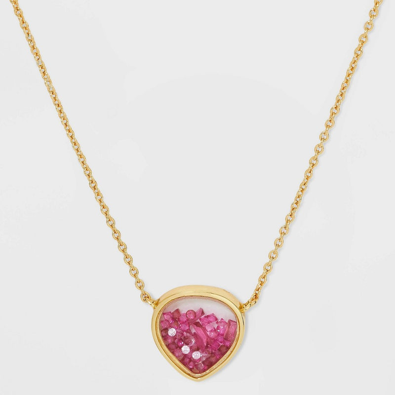 14K Gold Dipped Mini Shaker Pendant Necklace - A New Day™ Pink