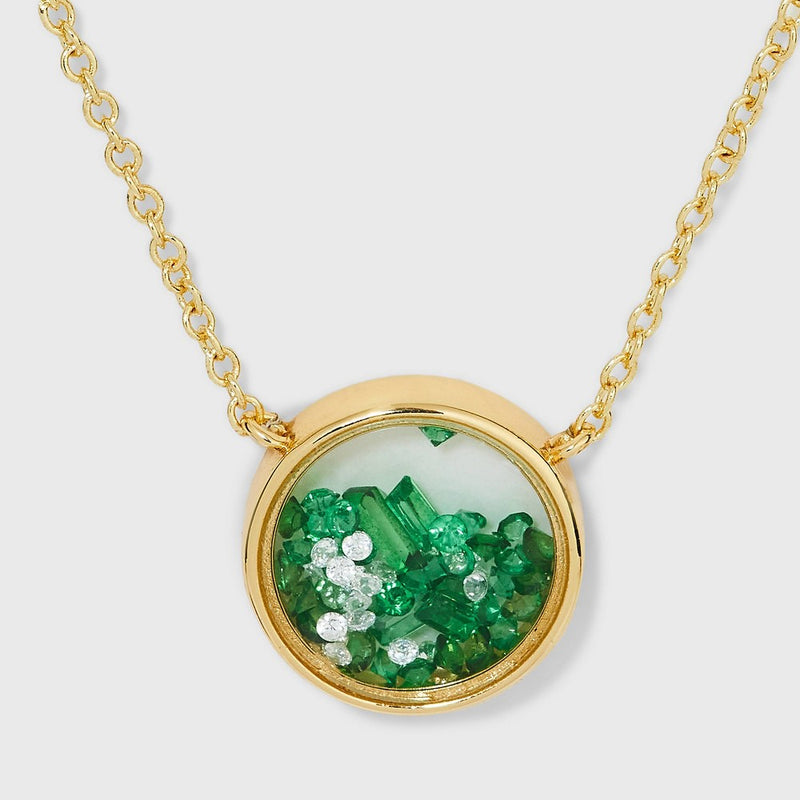 14K Gold Dipped Mini Shaker Pendant Necklace - A New Day™ Green