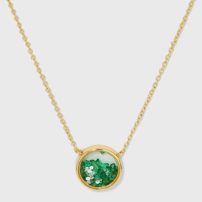 14K Gold Dipped Mini Shaker Pendant Necklace - A New Day™ Green