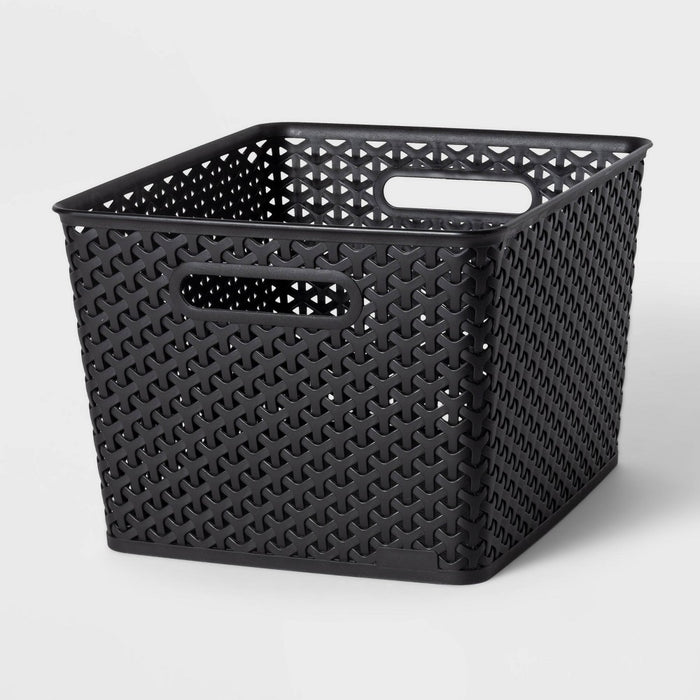 Large Y-Weave Decorative Storage Basket Black - Brightroom™