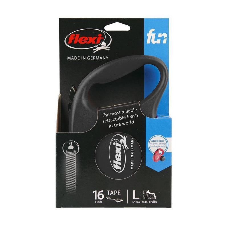 Flexi Fun Retractable Dog Leash - Black - L - 16ft - 44 to 110lbs