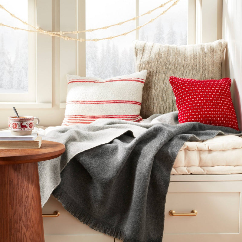 Faux Mohair Fringe Woven Throw Blanket Gray - Hearth & Hand™ with Magnolia