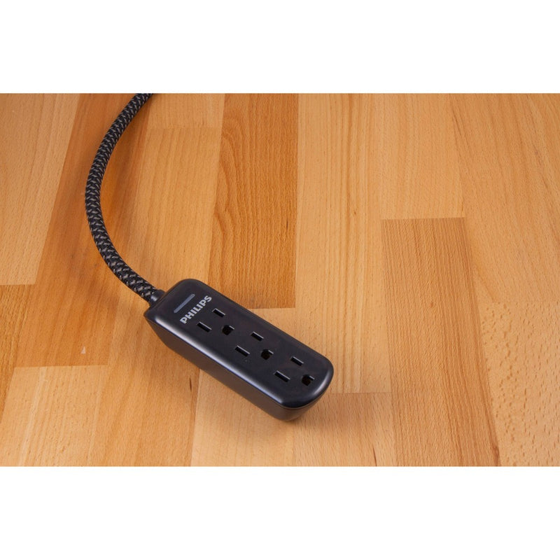 Philips 8' 3-Outlet Grounded Extension Cord - Black *NEW & SEALED*