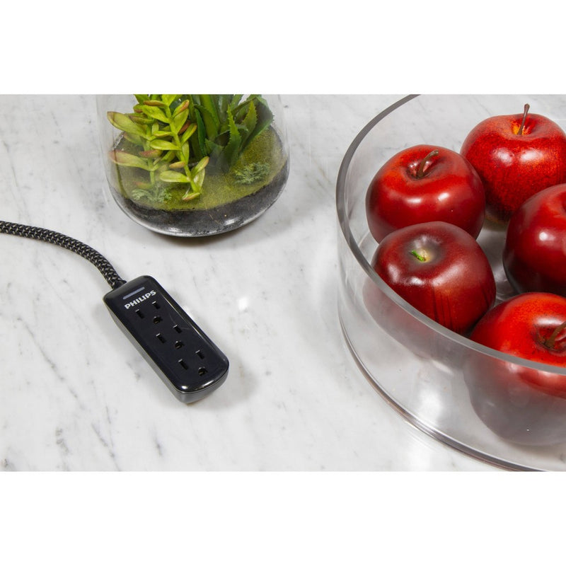 Philips 8' 3-Outlet Grounded Extension Cord - Black *NEW & SEALED*