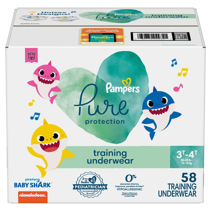 Pampers Pure Protection Training Underwear - Baby Shark - Size 3T-4T - 58ct