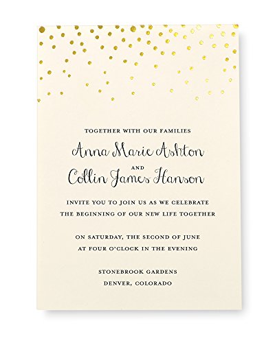 Gartner Studios Gold Foil Dots Print at Home Wedding Invitation Kit, Ivory, 5” x 7”, Set of 25