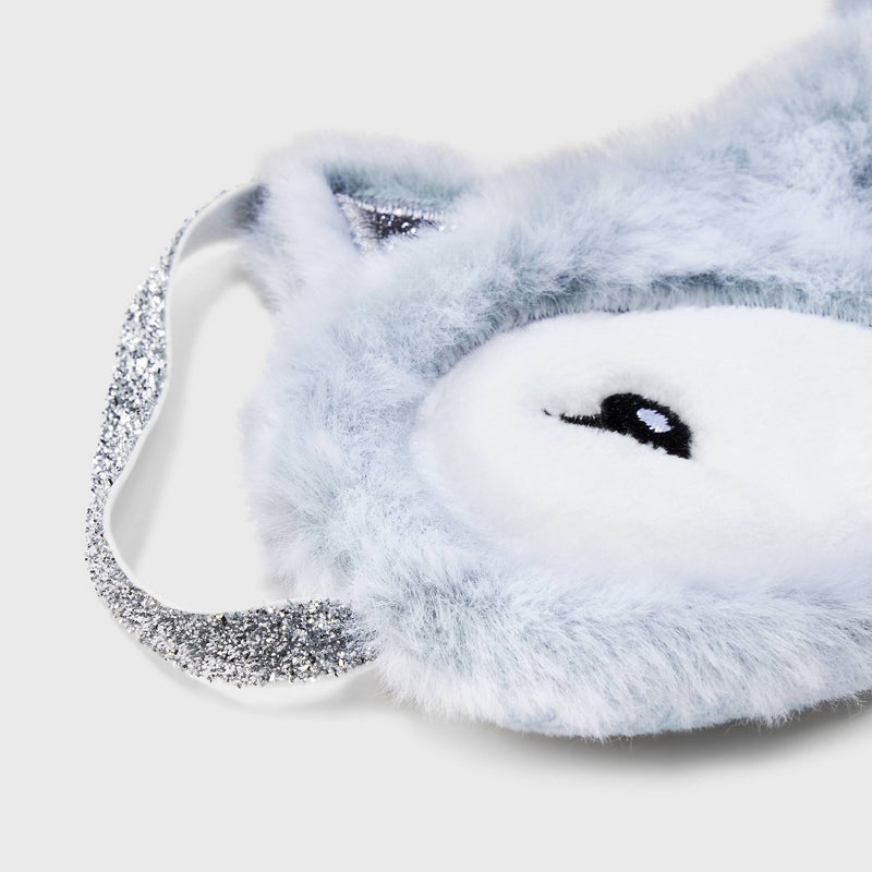 Women's Fox Faux Fur Eyemask & Cozy Socks Set - Gray/Ivory 4-10