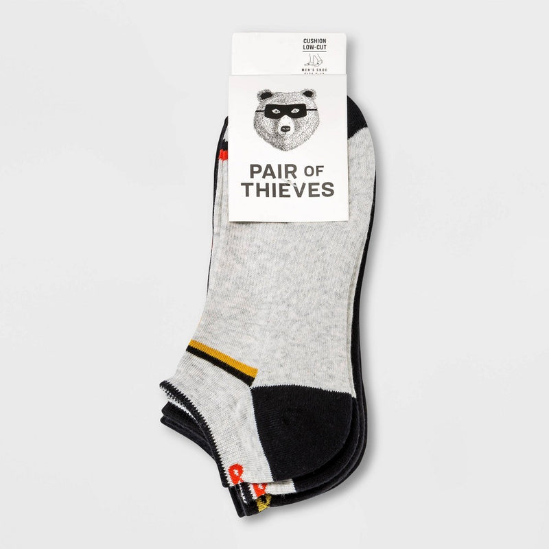 Pair of Thieves Men's Low-Cut Socks 3pk - Black/Gray 6-12