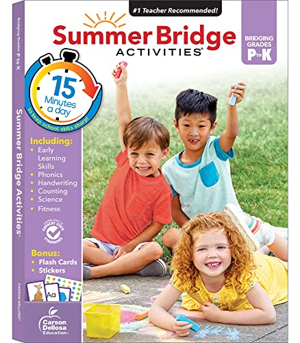 Summer Bridge Activities Preschool to Kindergarten Workbooks, Phonics, Handwriting Practice, Science, Math, Early Learning, Fitness Summer Learning Activities, Kindergarten Workbooks With Flash Cards
