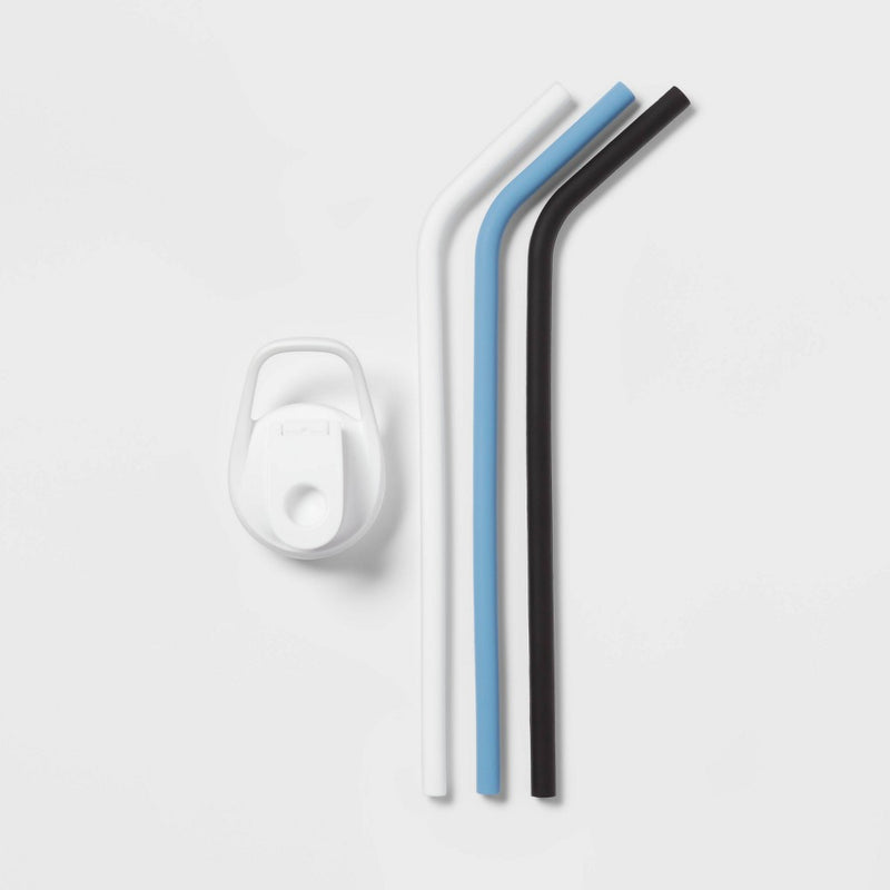 Tracker Chug Lid and 3 Silicone Straws White - Room Essentials™